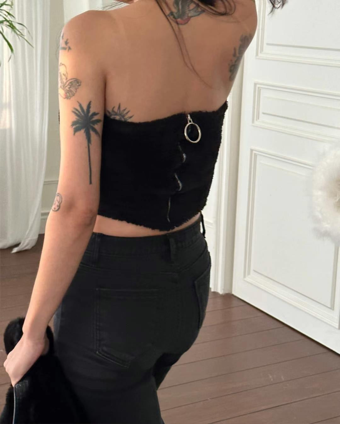 Sexy Fur Tube Top Set