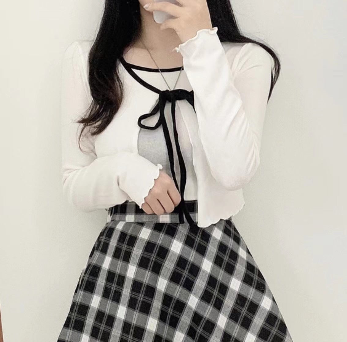 蝴蝶結吊帶背心Set