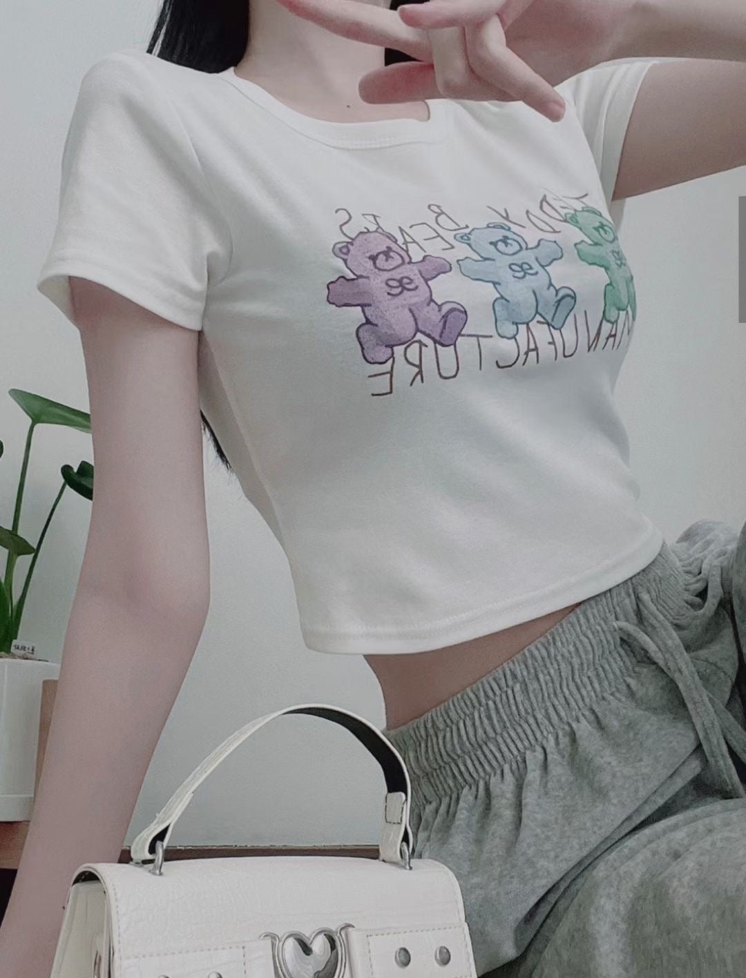 Colour Teddy Bear Crop Tee