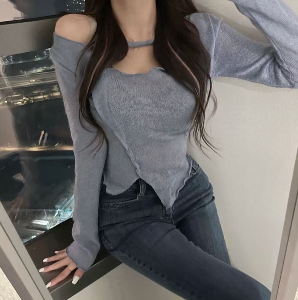 不規則木耳邊紡紗Top