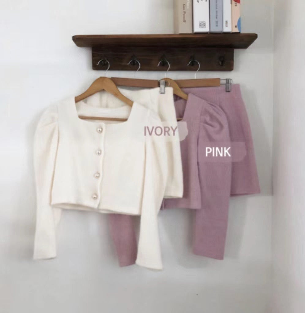 小白兔珍珠鈕扣Set