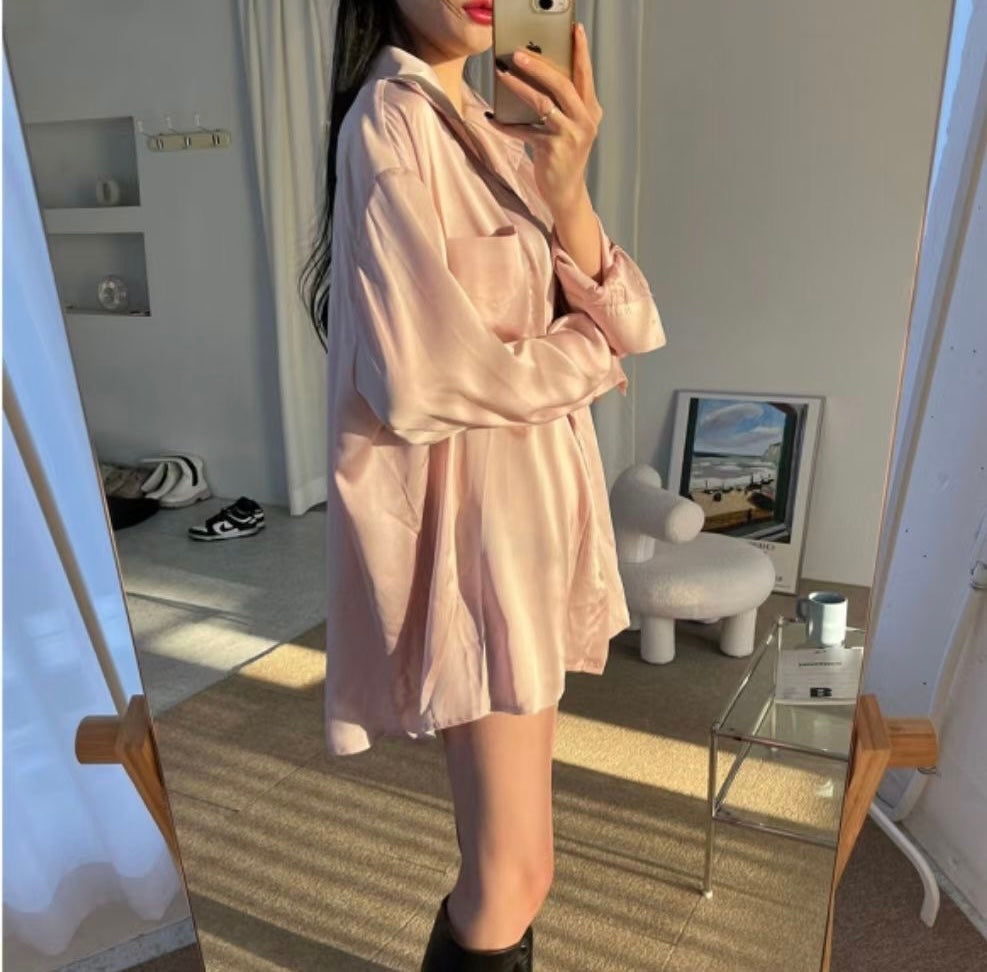超舒服垂墜感絲滑襯衫
