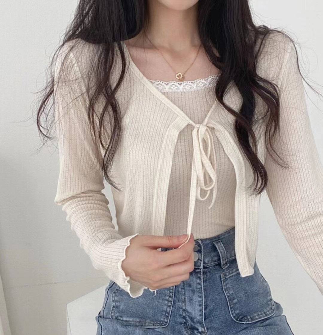 甜美蕾絲小吊帶外套Set