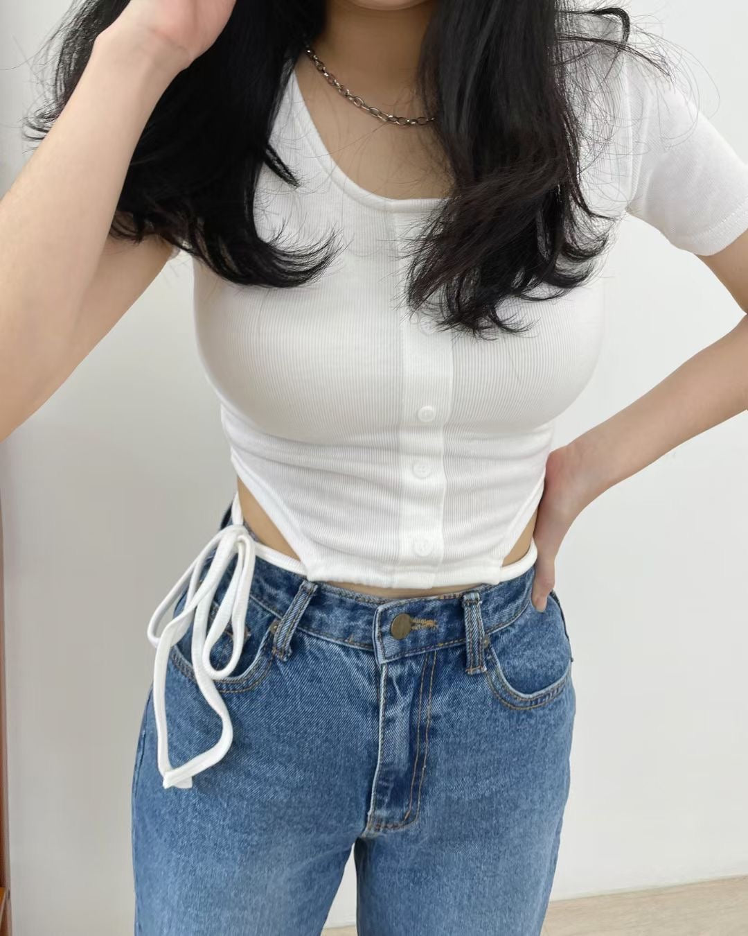 貼身綁帶露腰Crop Top