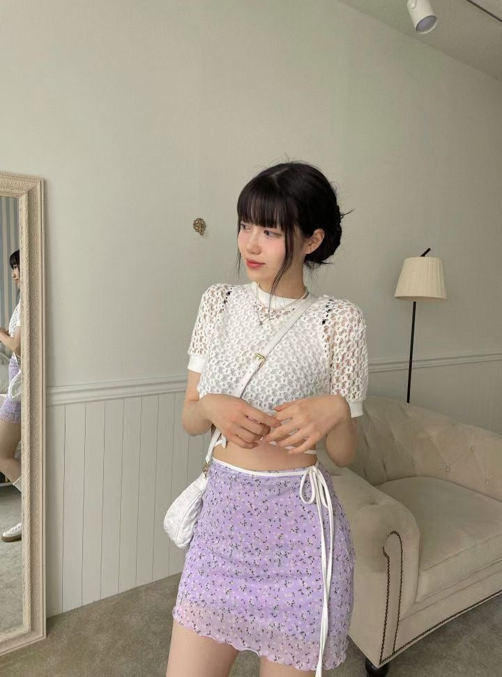 韓系半截小碎花裙