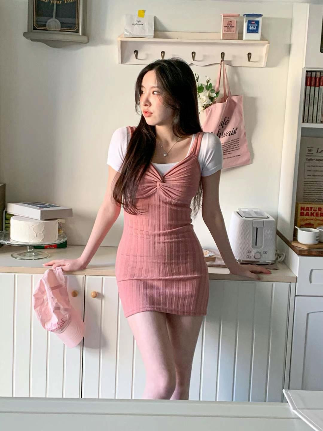 扭結蝴蝶結針織連身裙