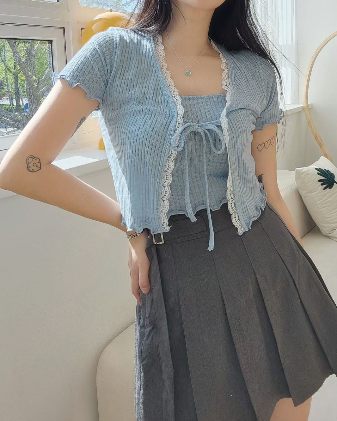 Lace Waffle Top