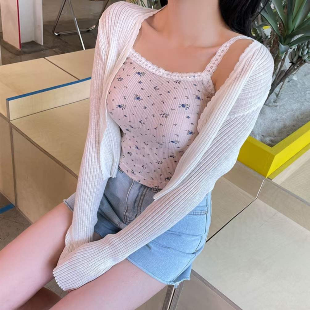 See Through Crop Knit Cardigans