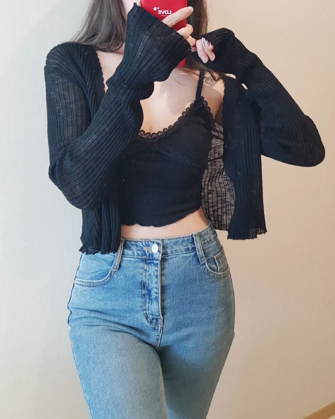 See Through Crop Knit Cardigans