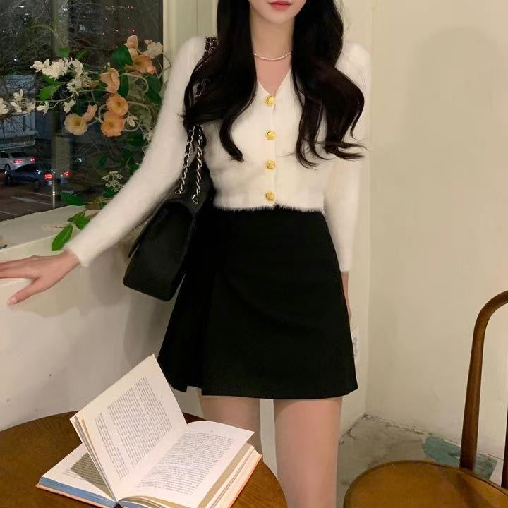 簡約顯瘦單摺A字裙