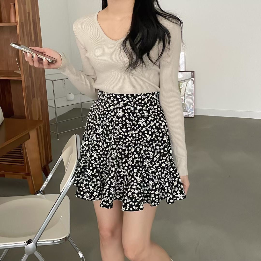 優雅小碎花魚尾裙