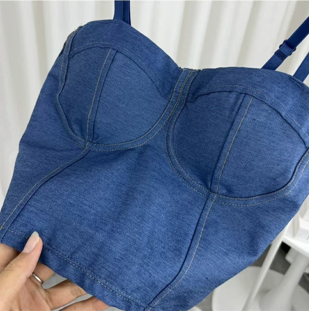 極美牛仔布塑形小吊帶