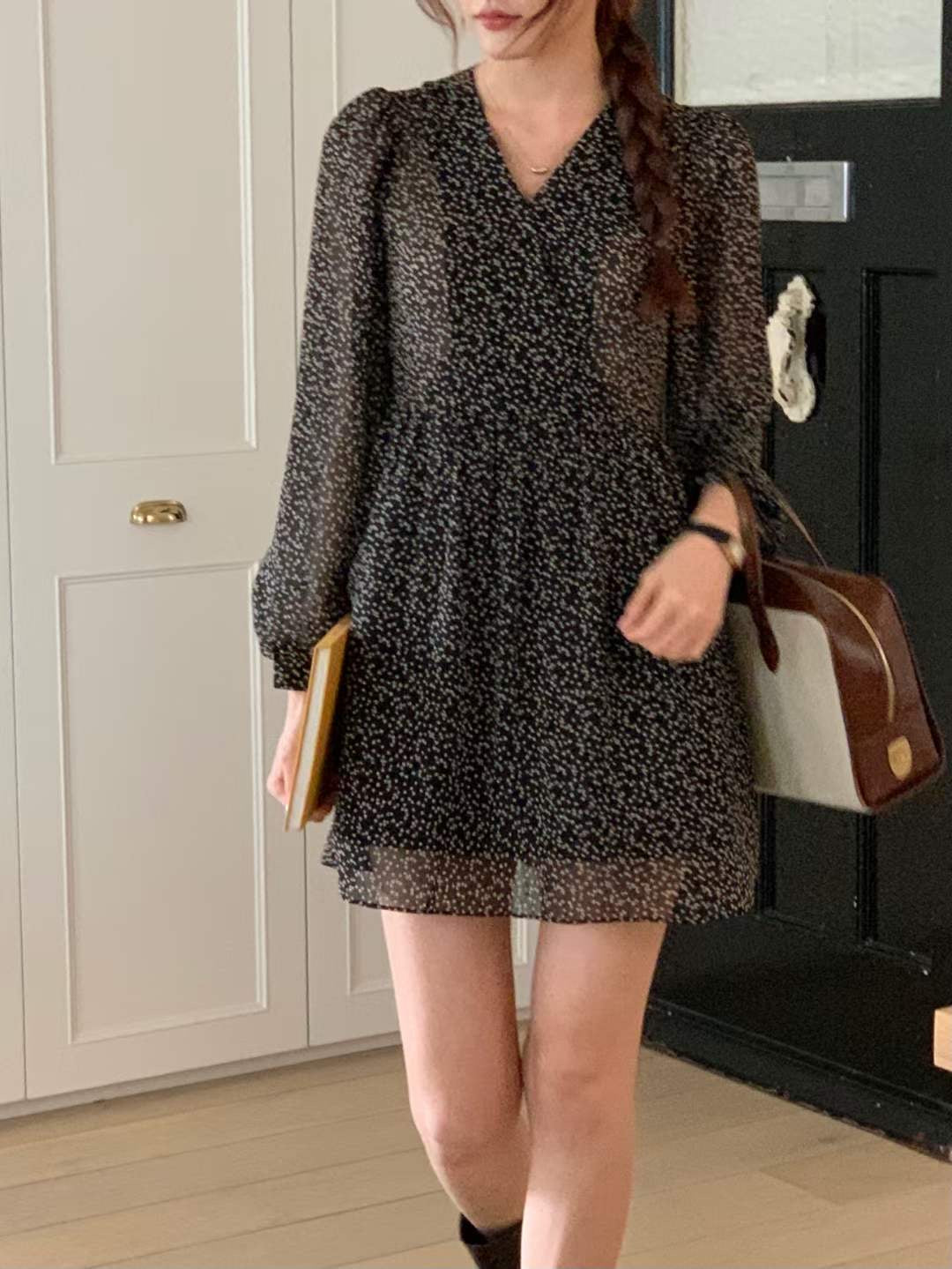 V neck Mini Floral Dress