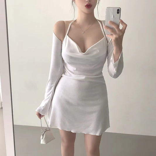 吊帶低胸Ops+露肩外套Set