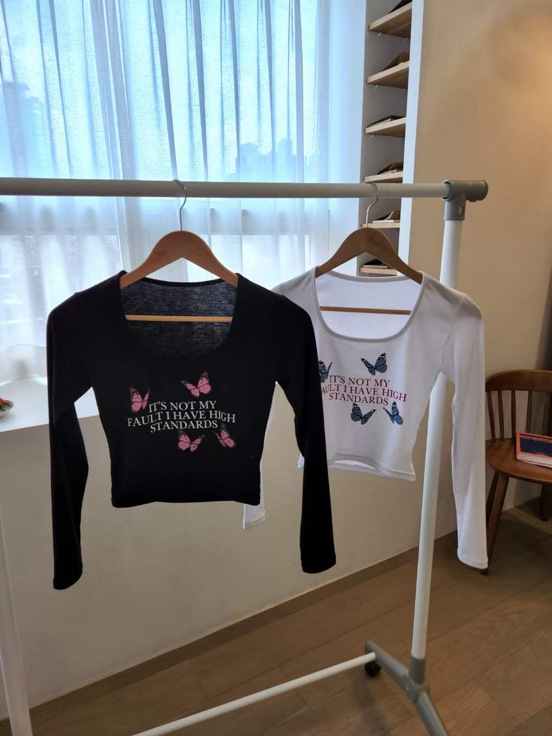 Butterfly Long Crop Tee