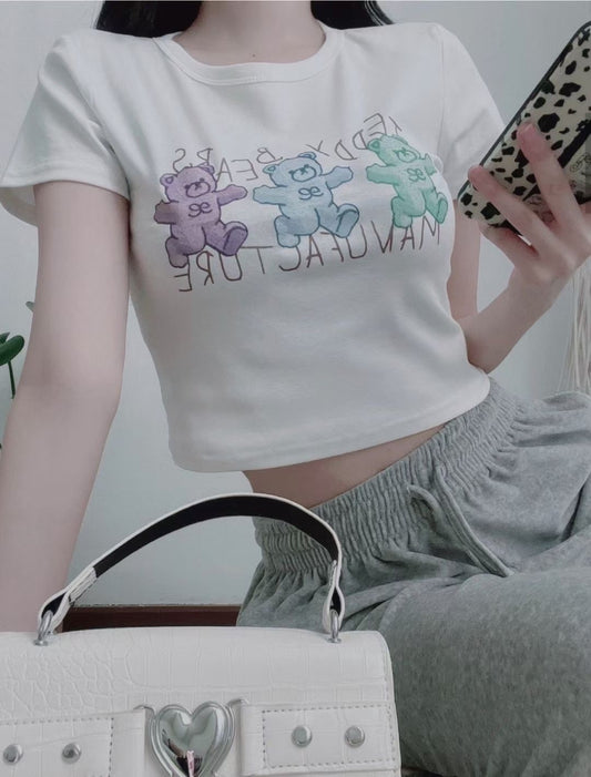 Colour Teddy Bear Crop Tee