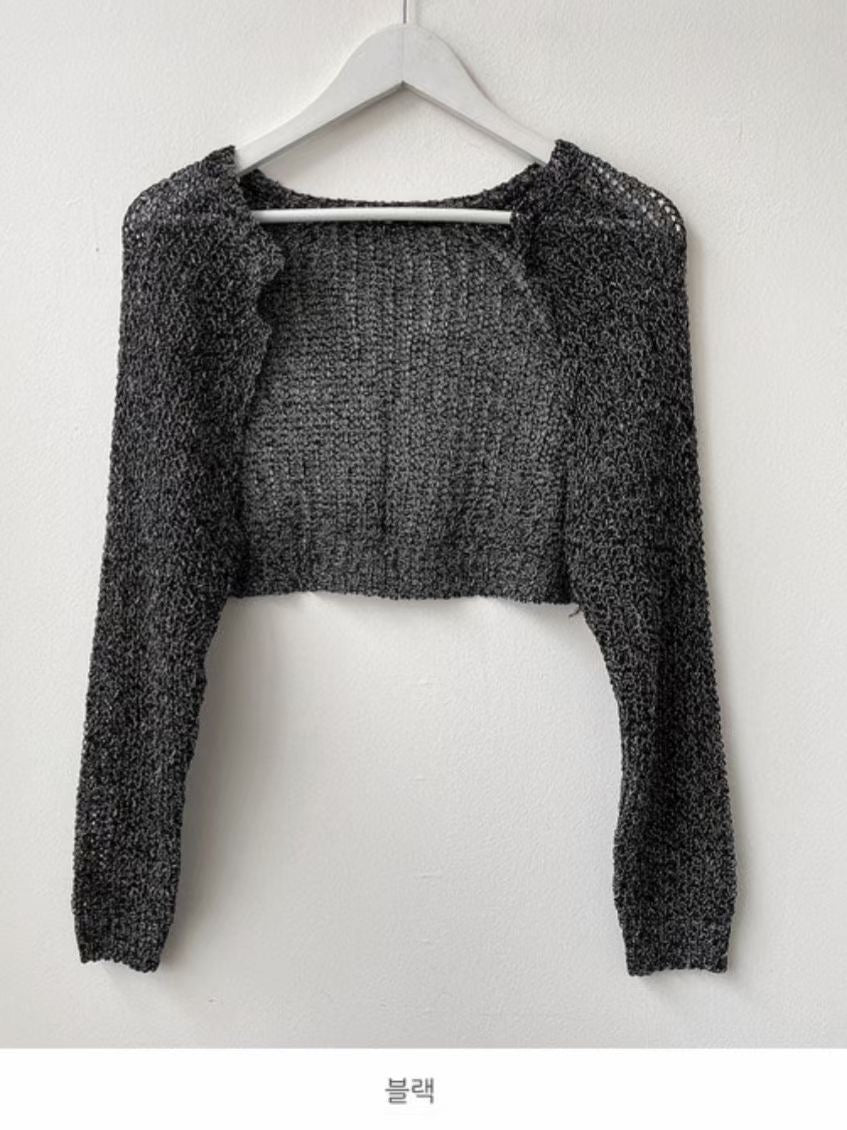 超短版針織鏤空Cardigans