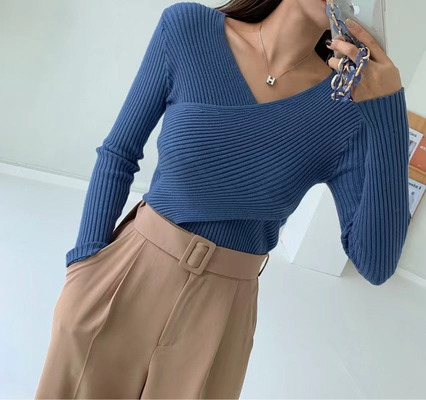 2-ways交疊Knit Top