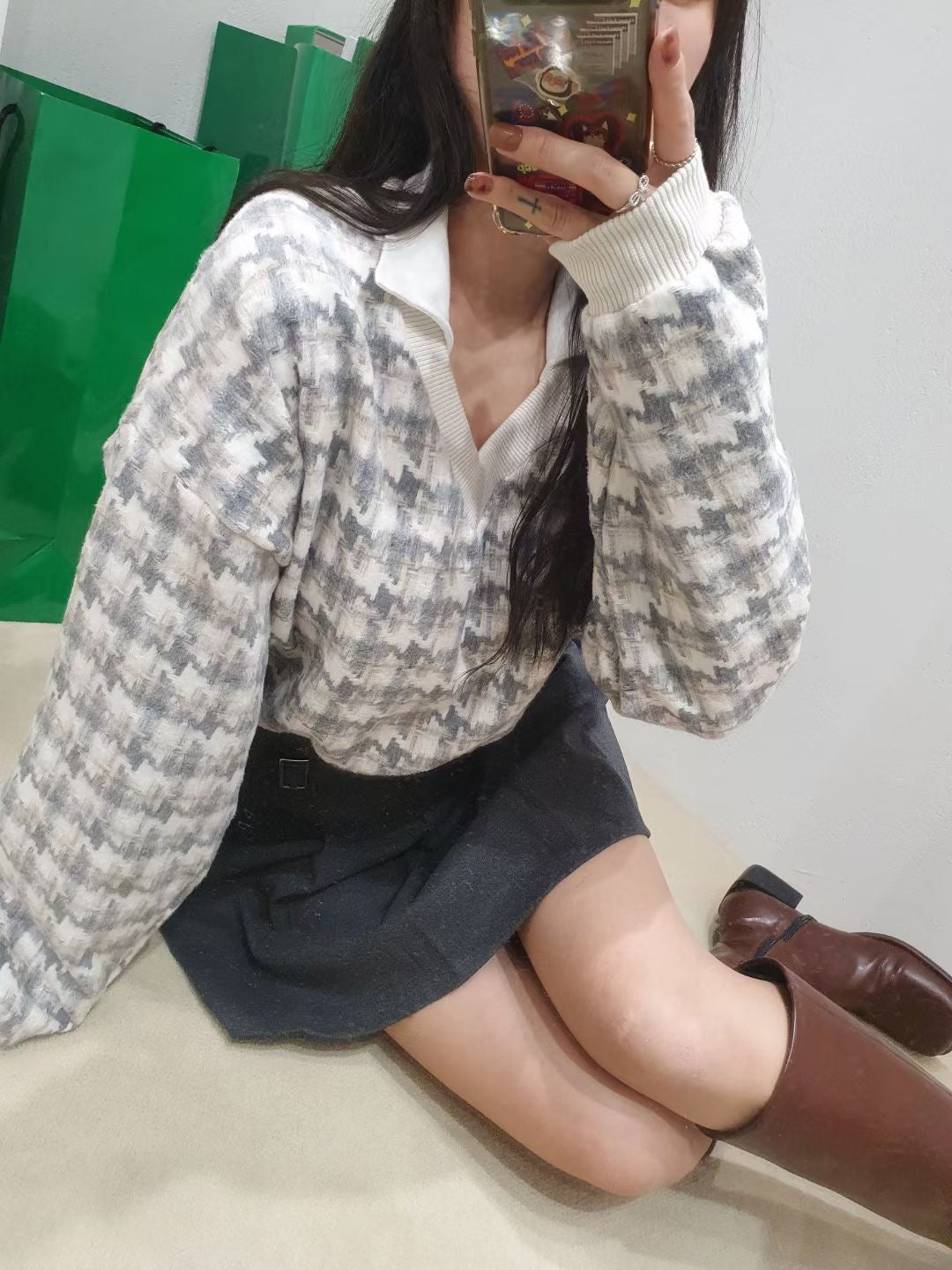 MTM千鳥格紋Crop