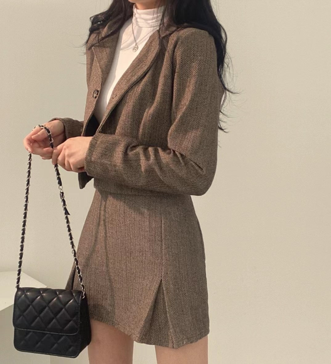 韓國onni短版西裝Set