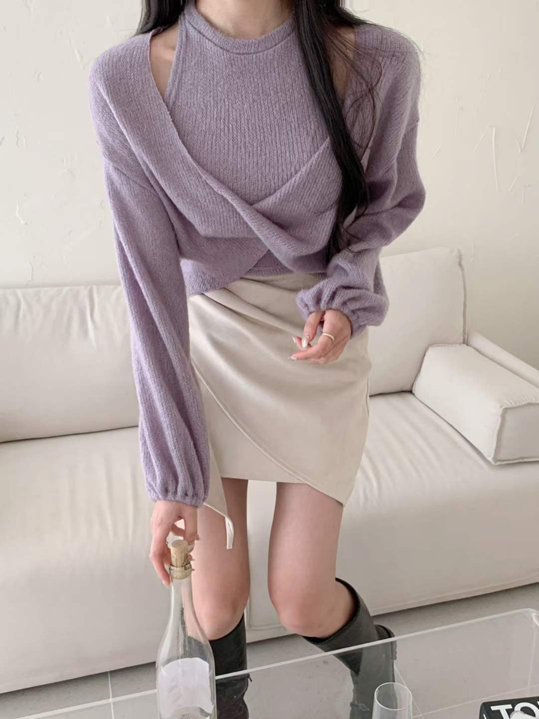 蝙蝠袖背心兩件套