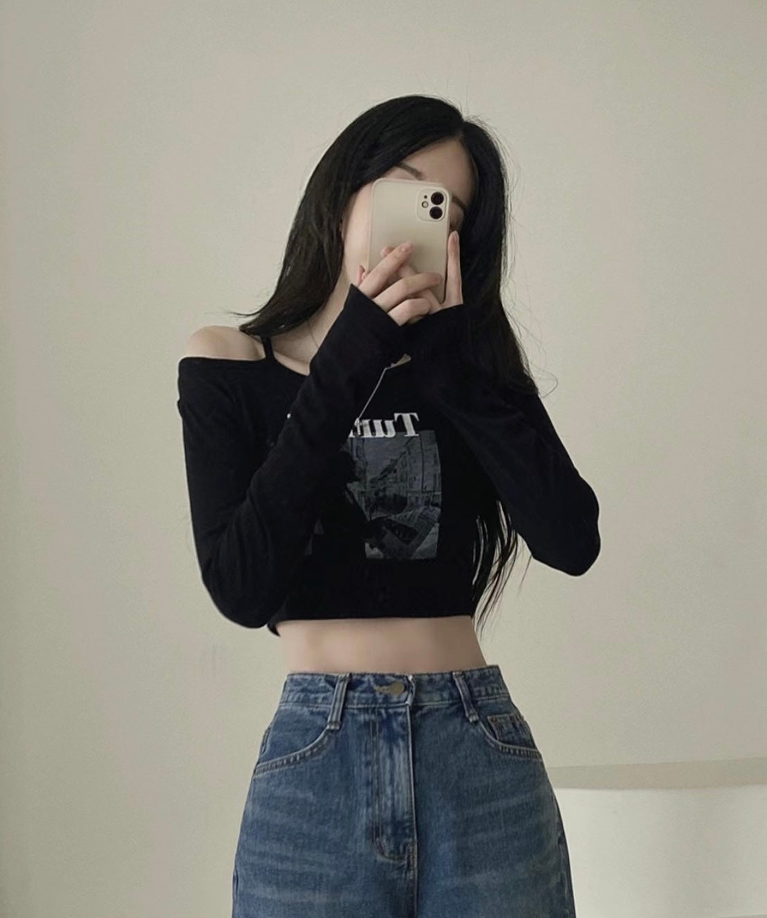 復古Vintage感露膊Crop Top