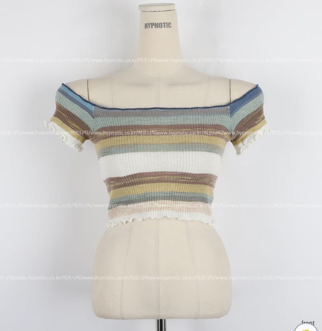 Rainbow Off Shoulder Top