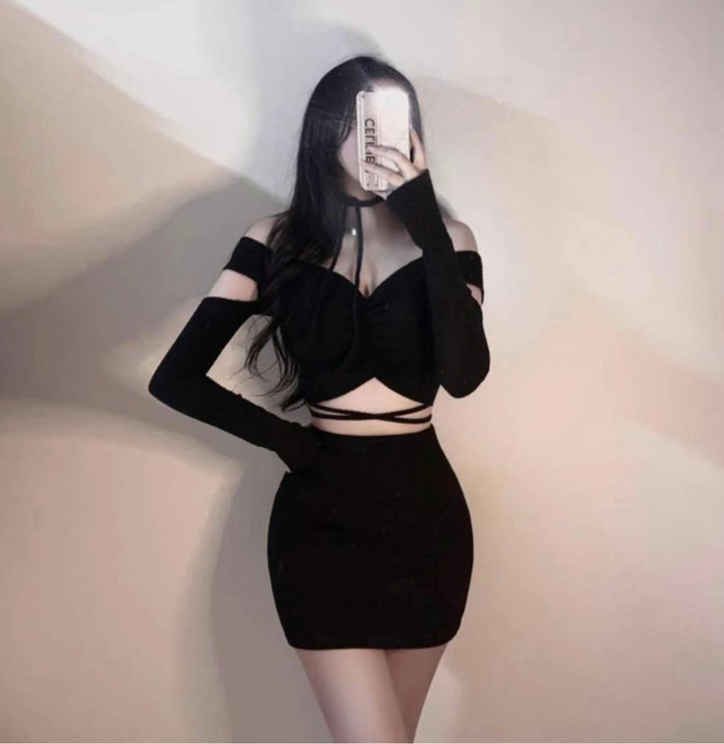 超性感吊帶露腰連身裙