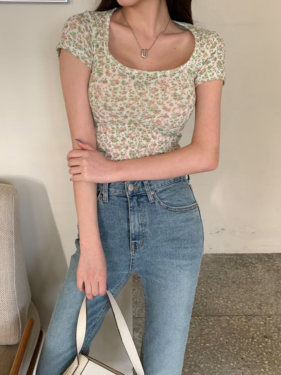 Sylvia 小碎花Crop Top