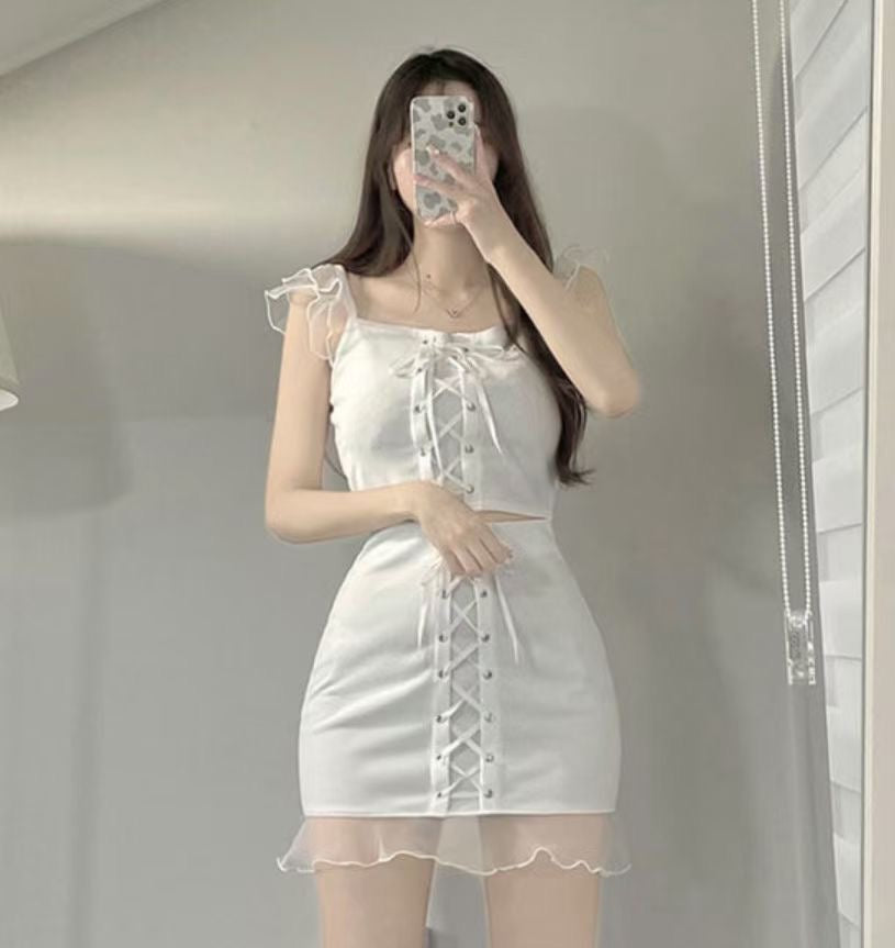 夢幻蕾絲甜美綁帶Set