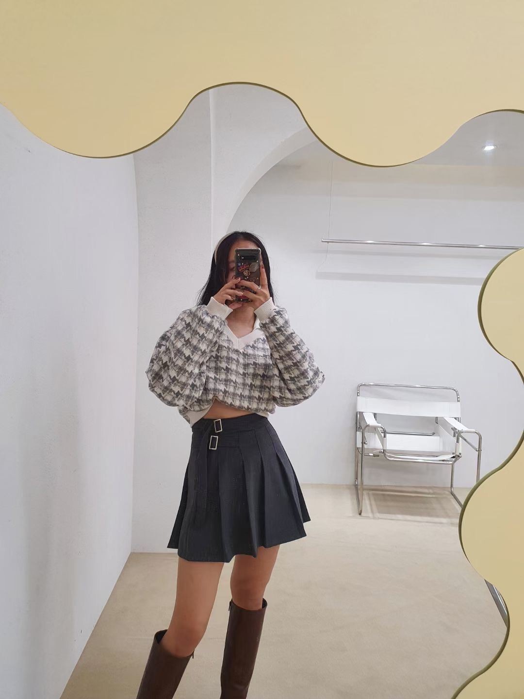 MTM千鳥格紋Crop