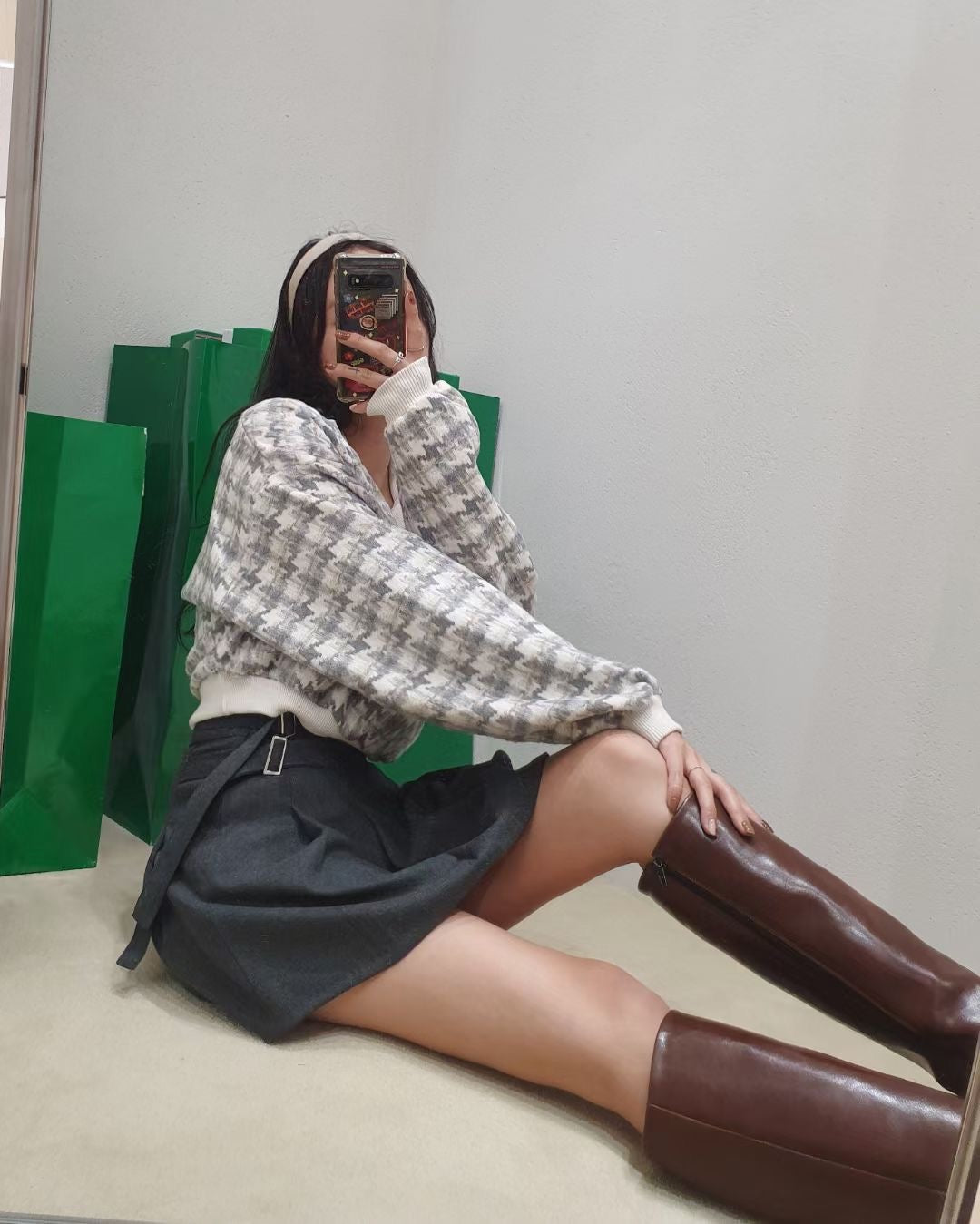 MTM千鳥格紋Crop