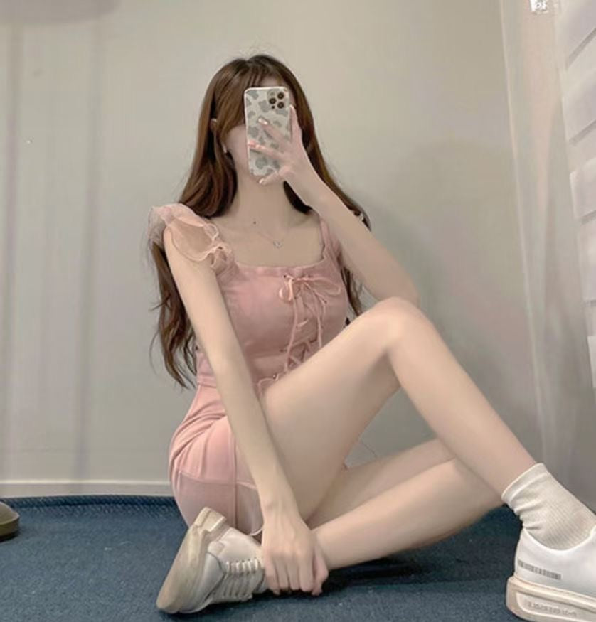 夢幻蕾絲甜美綁帶Set