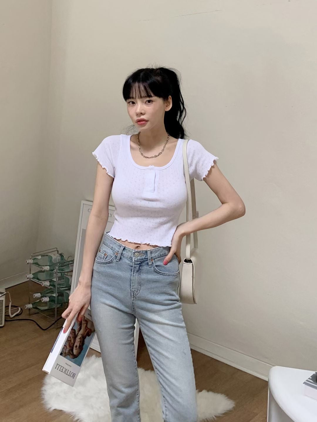 嬰兒棉暗花紋Crop Top