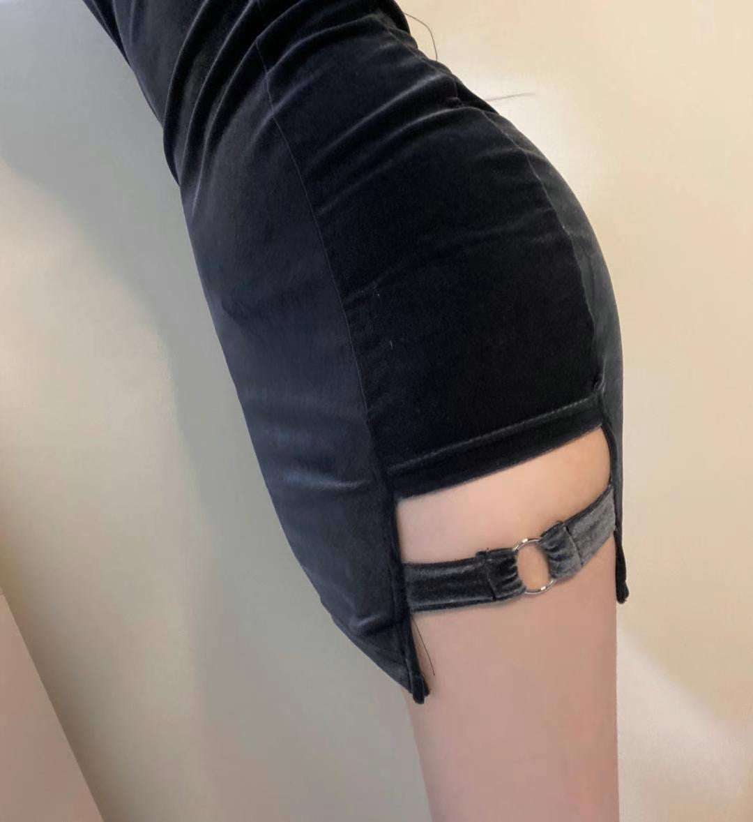 Sexy Black Velvet Dress