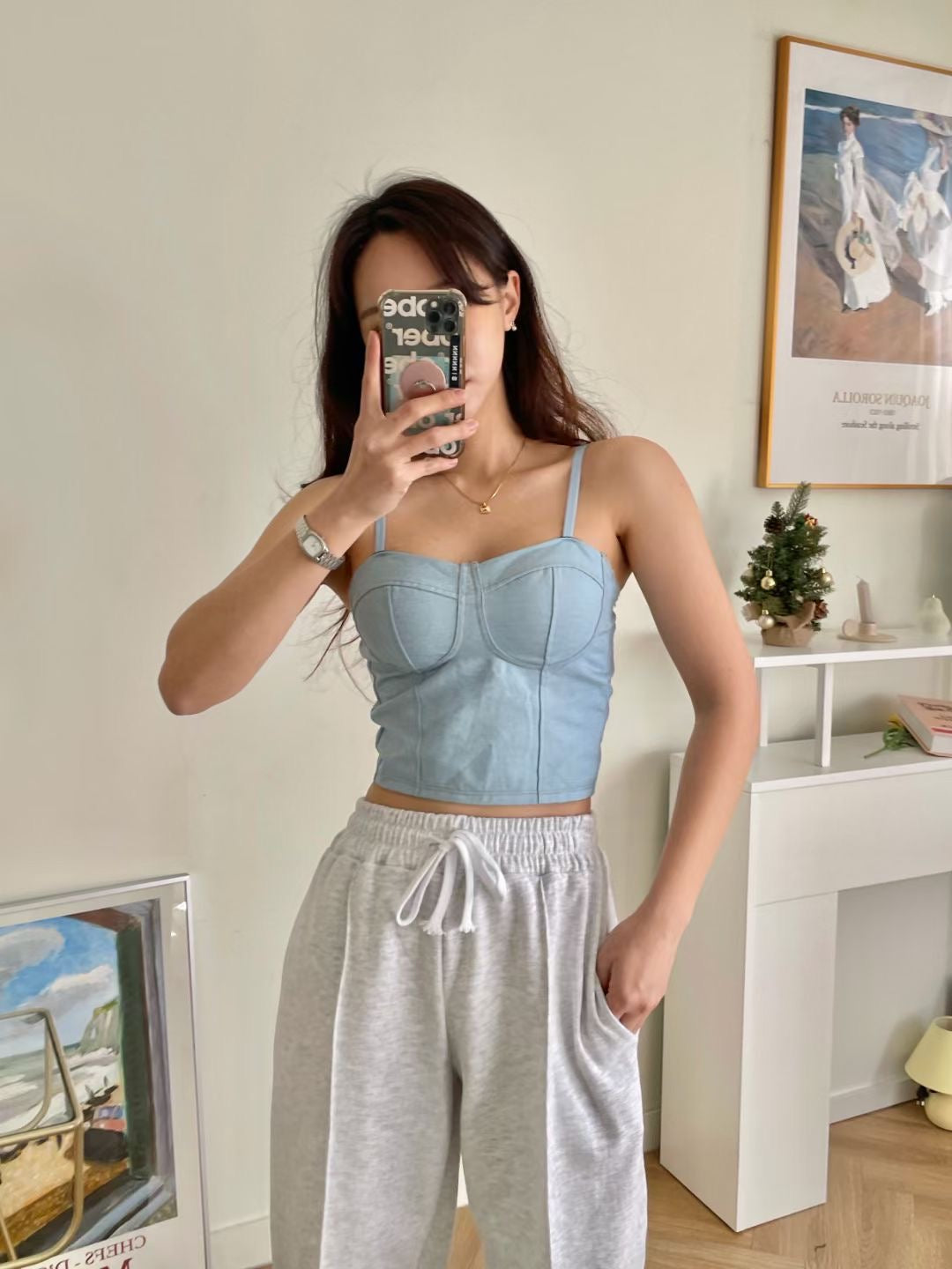 極美牛仔布塑形小吊帶