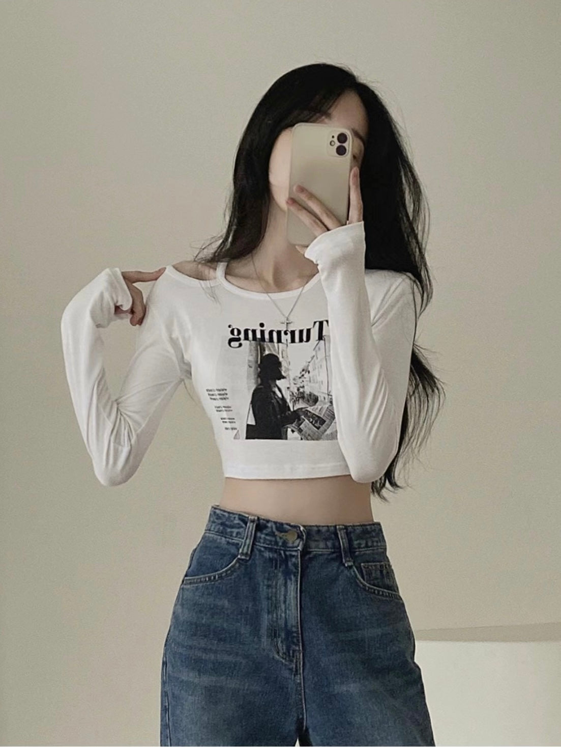 復古Vintage感露膊Crop Top