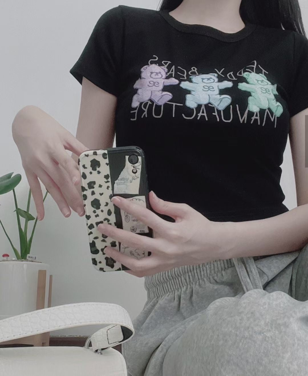 Colour Teddy Bear Crop Tee