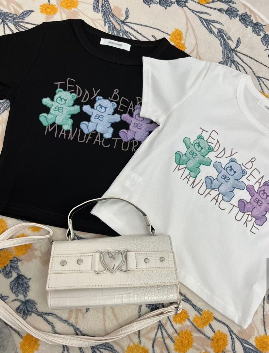 Colour Teddy Bear Crop Tee