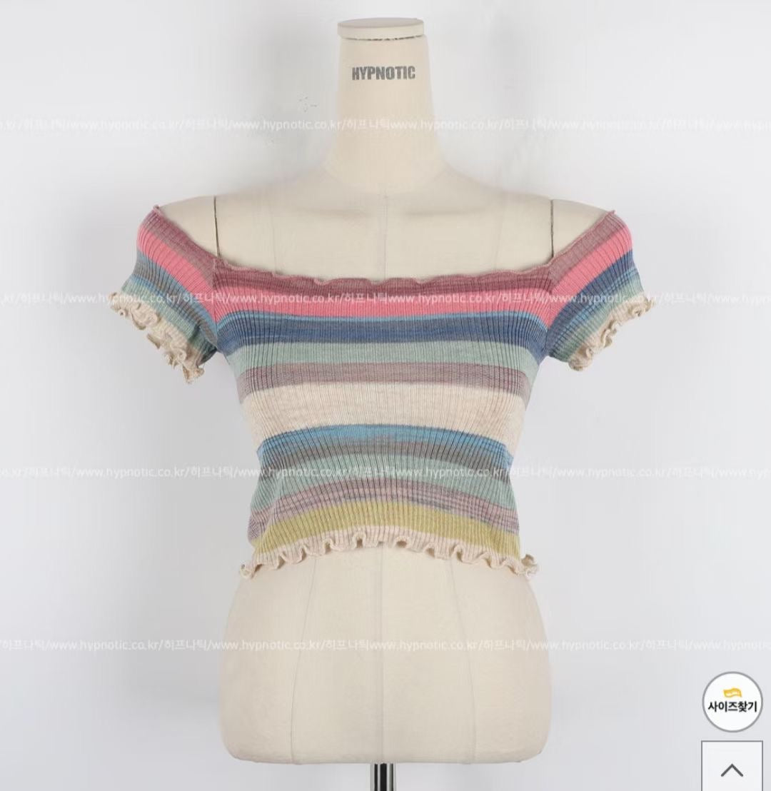 Rainbow Off Shoulder Top