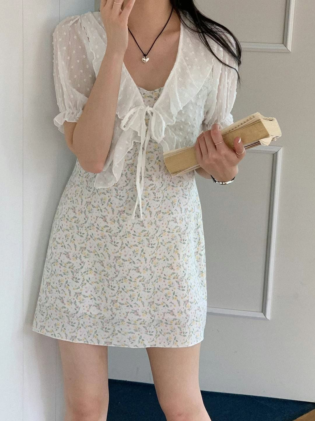 吊帶荷葉邊碎花裙