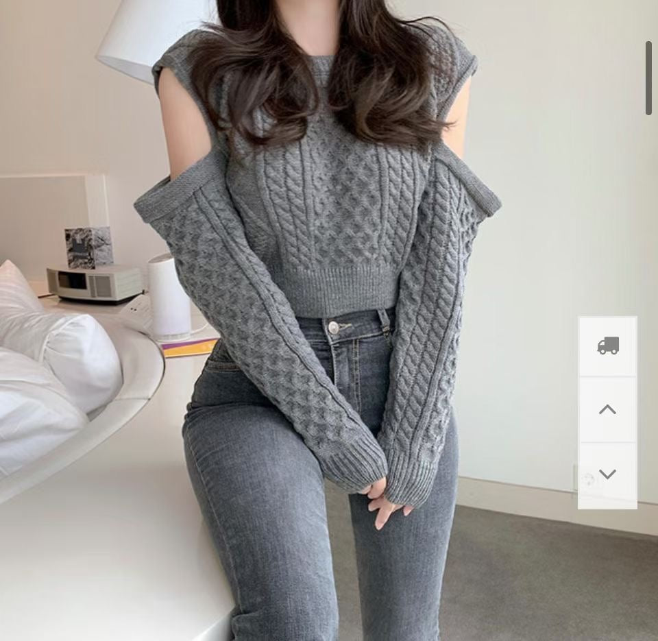 扭麻花針織小露Top