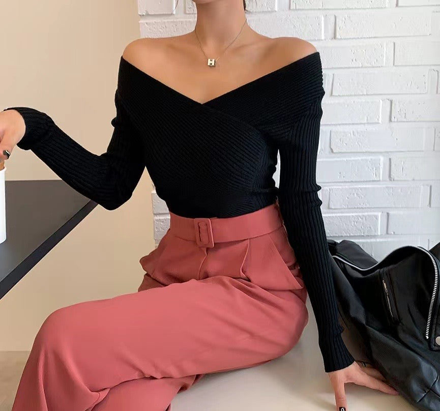 2-ways交疊Knit Top