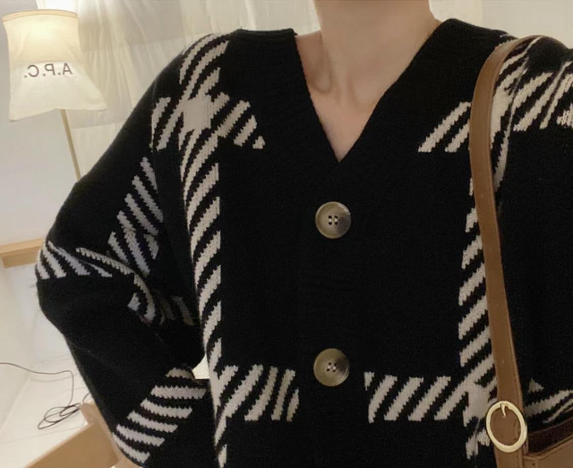 斜線格紋Cardigans