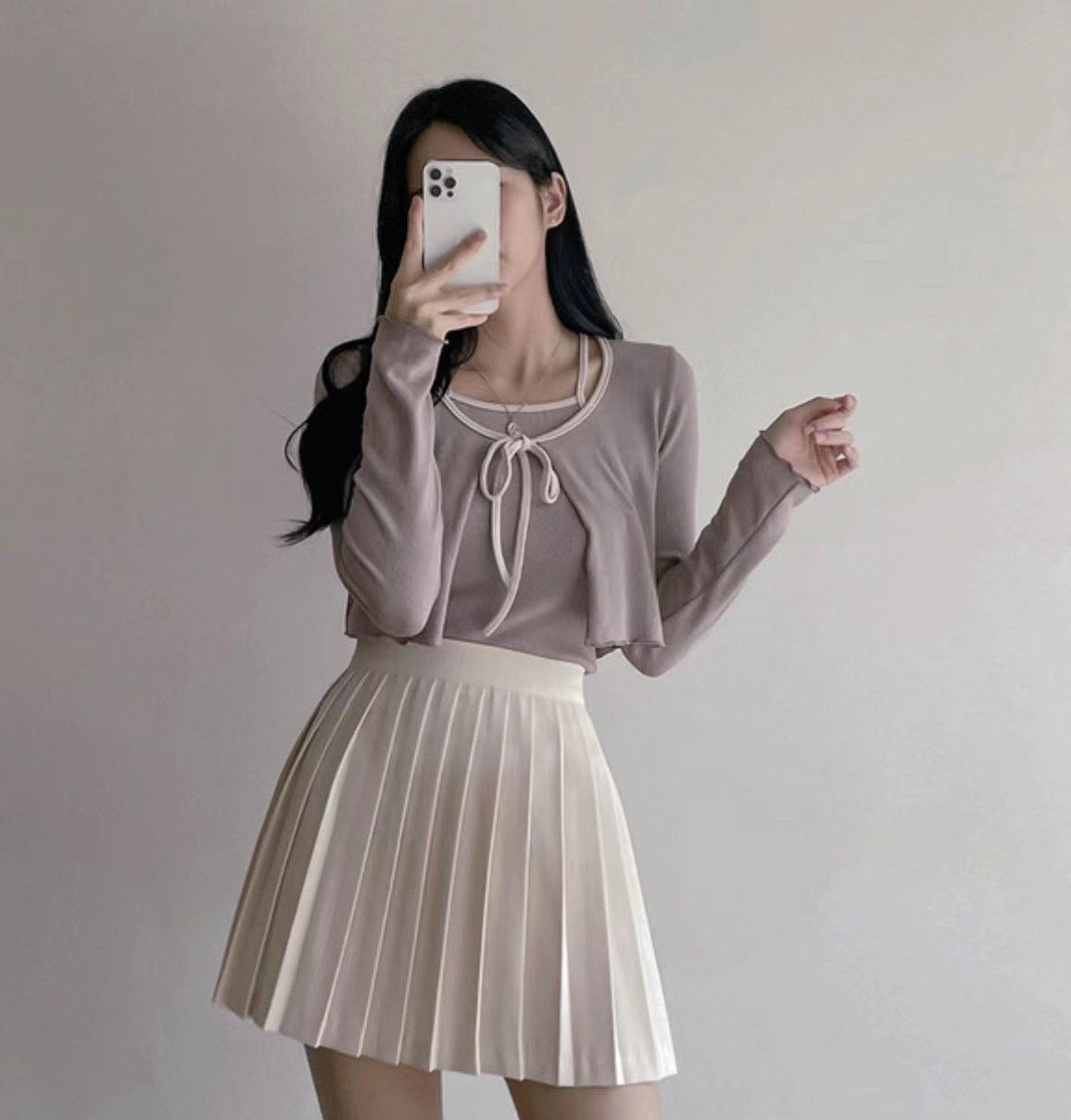 蝴蝶結吊帶背心Set