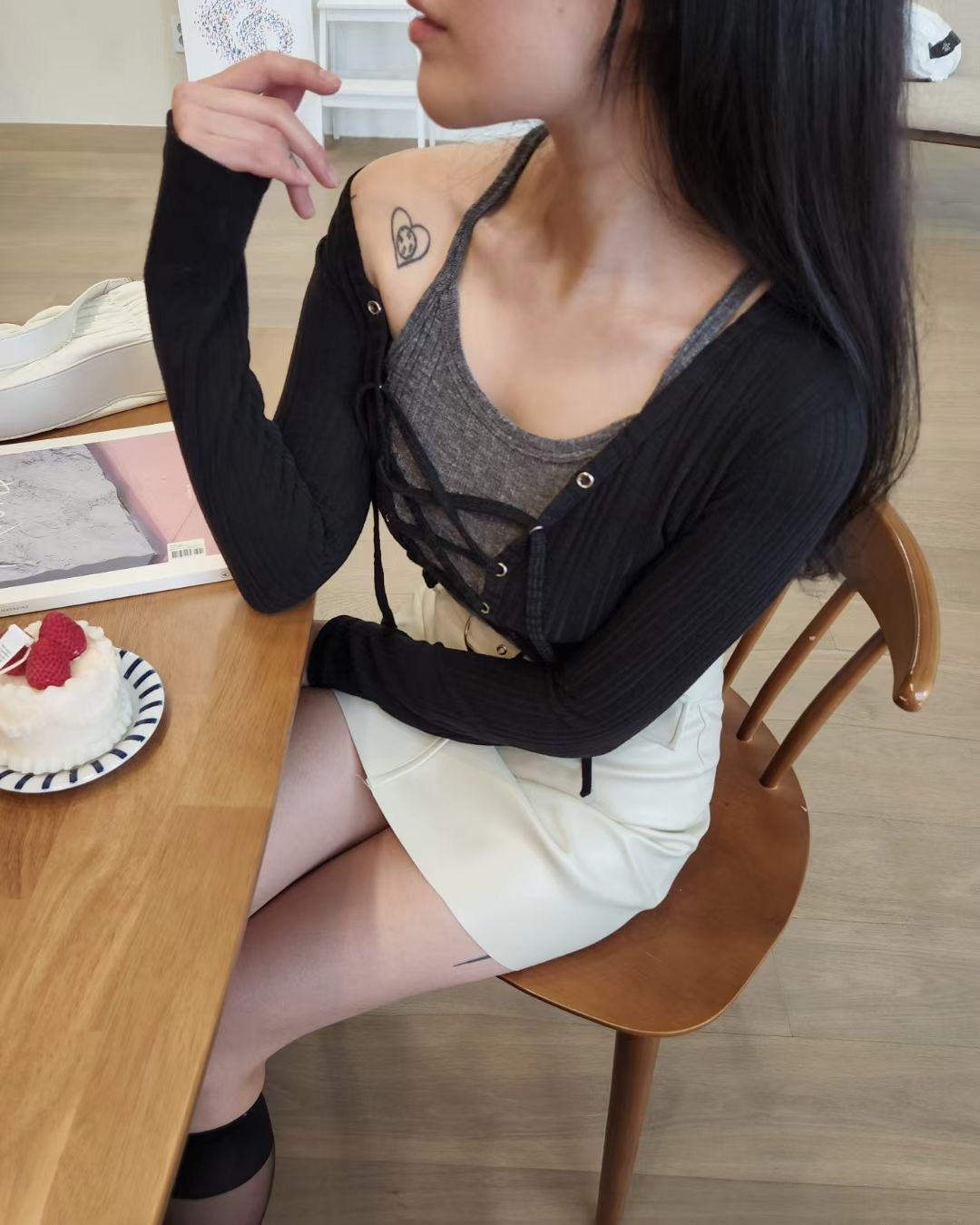 性感交叉綁帶外套上衣