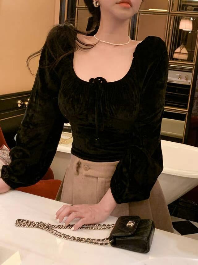 Cross Over Velvet Top