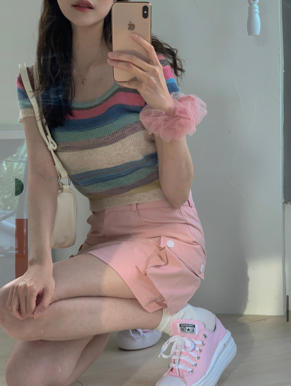 Rainbow Off Shoulder Top