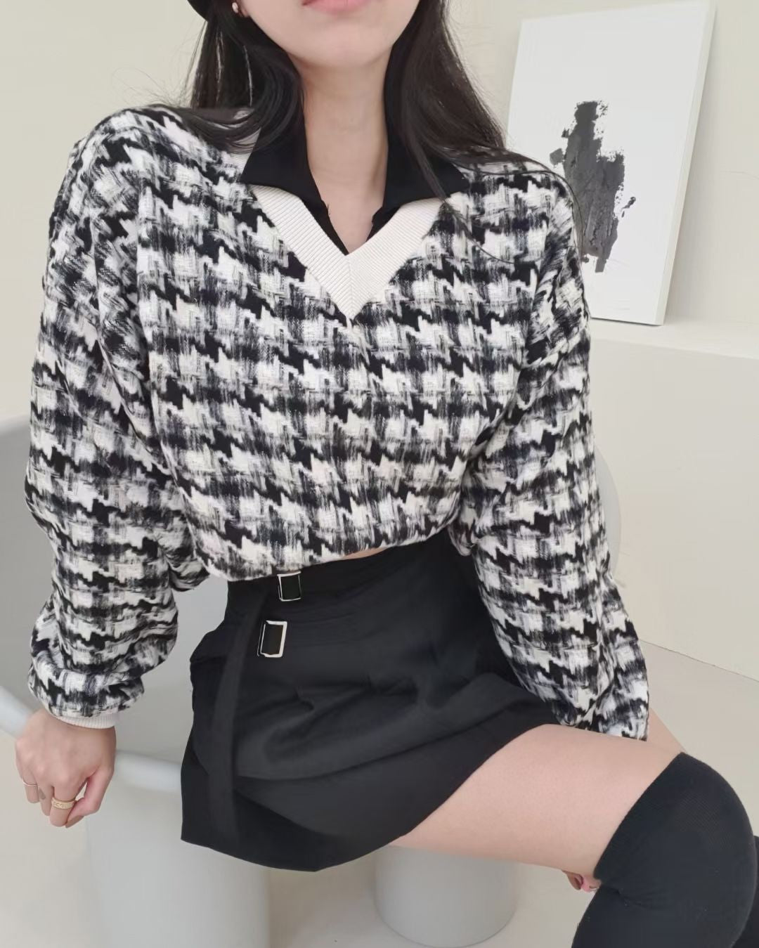 MTM千鳥格紋Crop