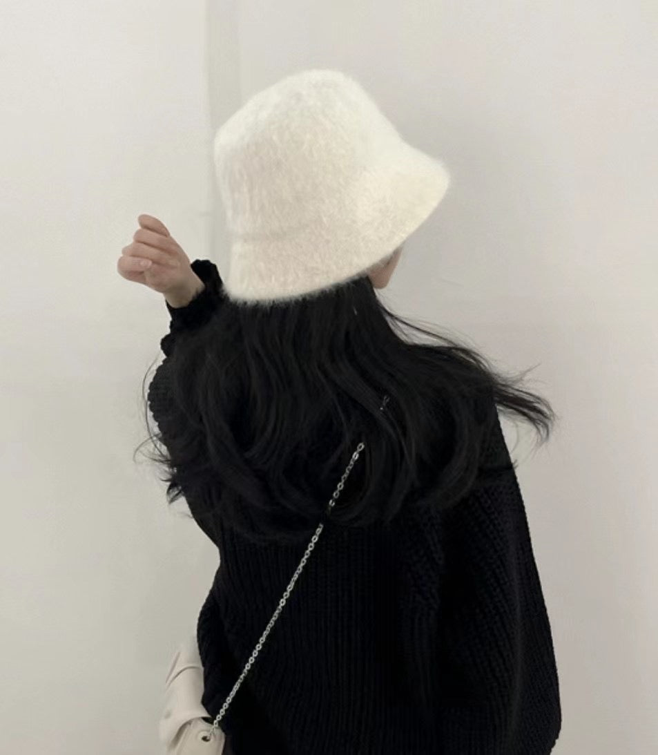 超可愛圓圓兔毛漁夫帽
